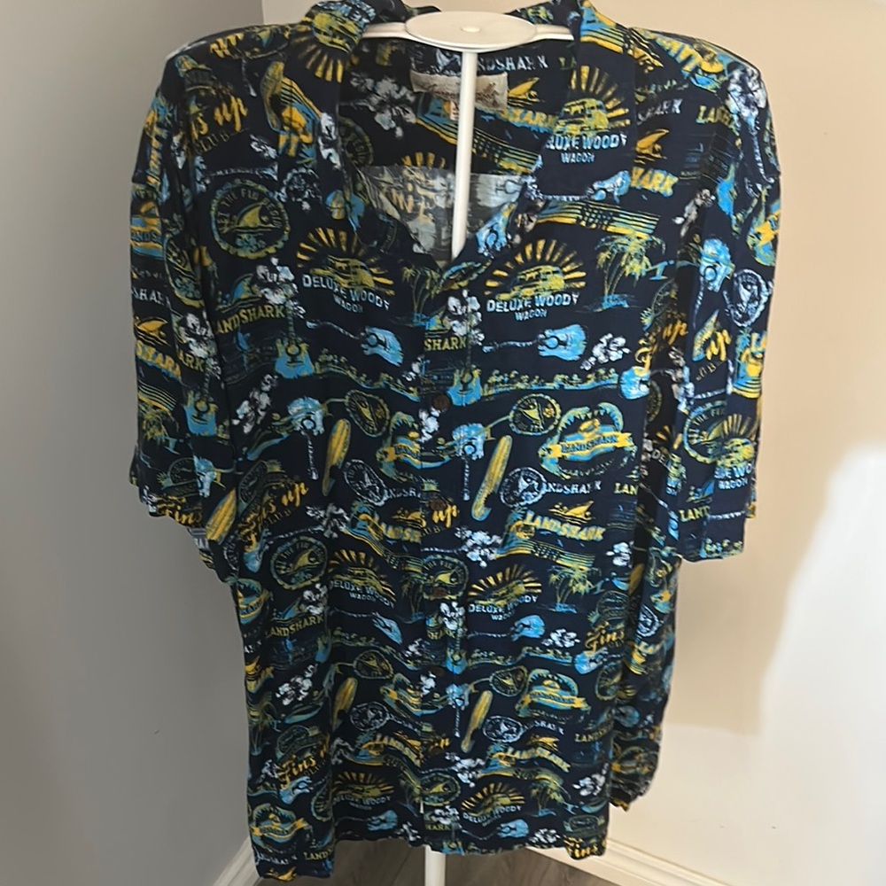 Margaritaville Navy and Yellow Graphic Shirt